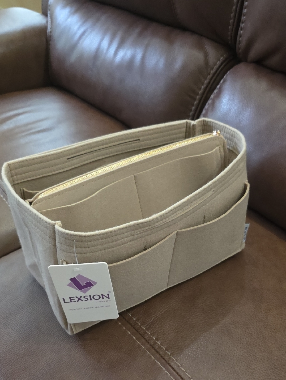 Lexion Felt Purse Organizer in Light Beige